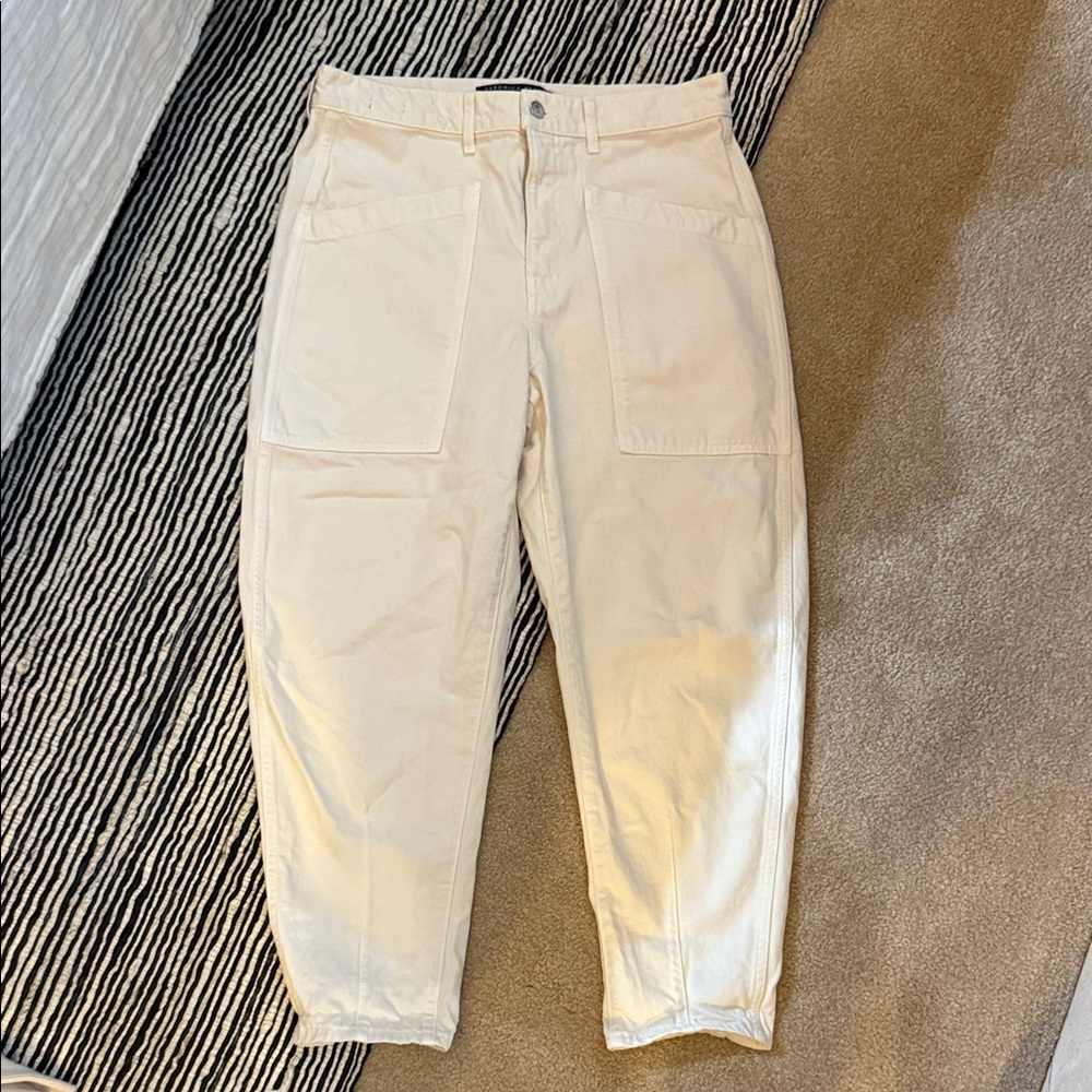 Veronica Beard Cream Wide Leg Jeans